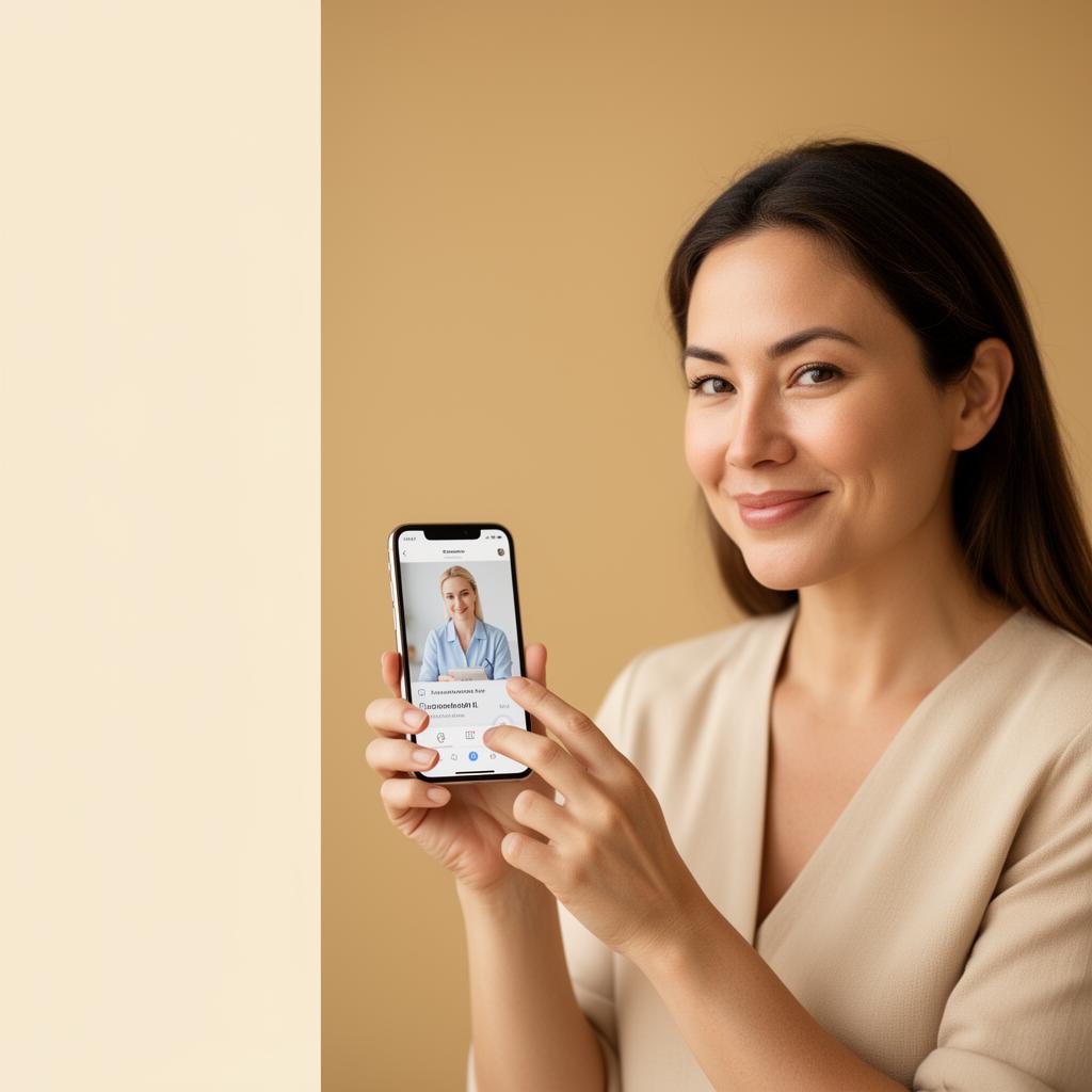 Patient using Lyla telehealth on her phone